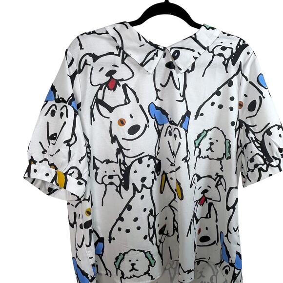 Art Teacher Whimsical Dog Puppy Blouse Peter Pan Playful Modern Retro Style 2XL - Picture 4 of 10